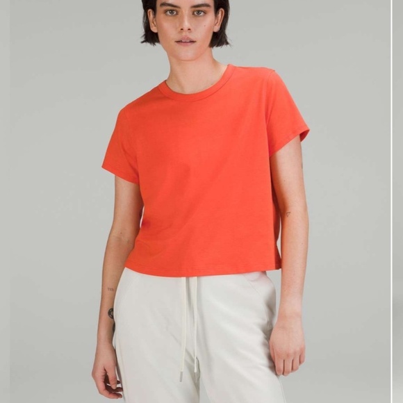 Lululemon Classic Fit Womens Cotton Blend T-Shirt Solar Orange ( NO SIZE TAG) - Picture 1 of 7